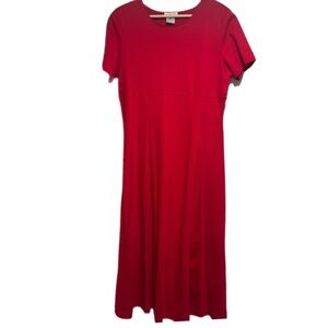 100% Cotton 90s Talbots Bold Red Short-Sleeve Maxi Dress